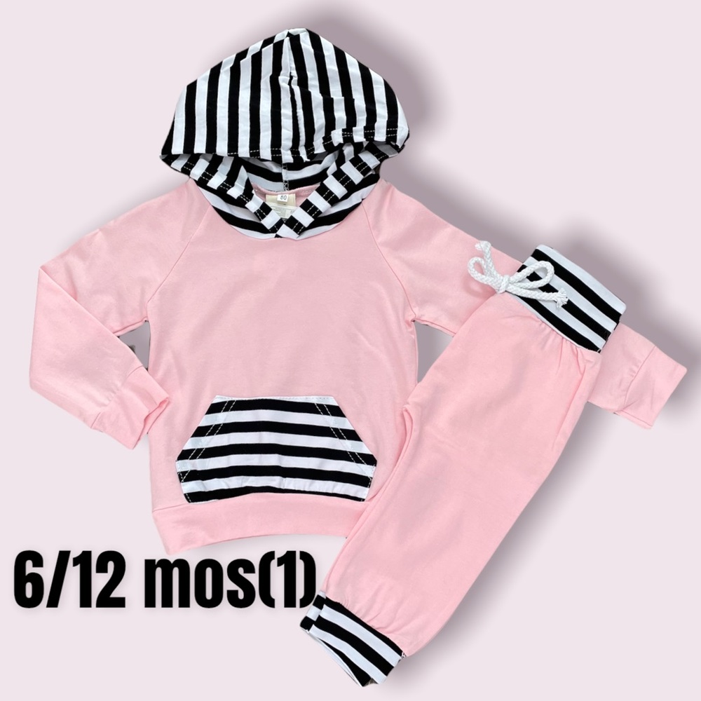 Boutique Baby Girl Pink Black & White Track Suit